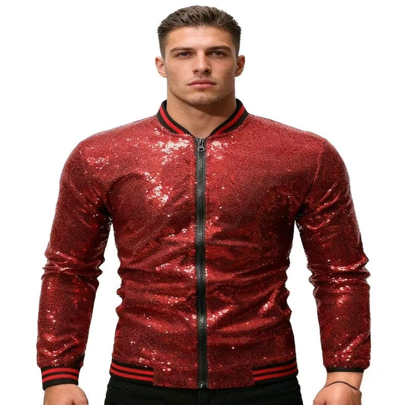 2025 New Fashion Jacket Men'S Clothing Selling Men'S Stand Collar Contrast Color Sequin Jacket Jacket - Image 2